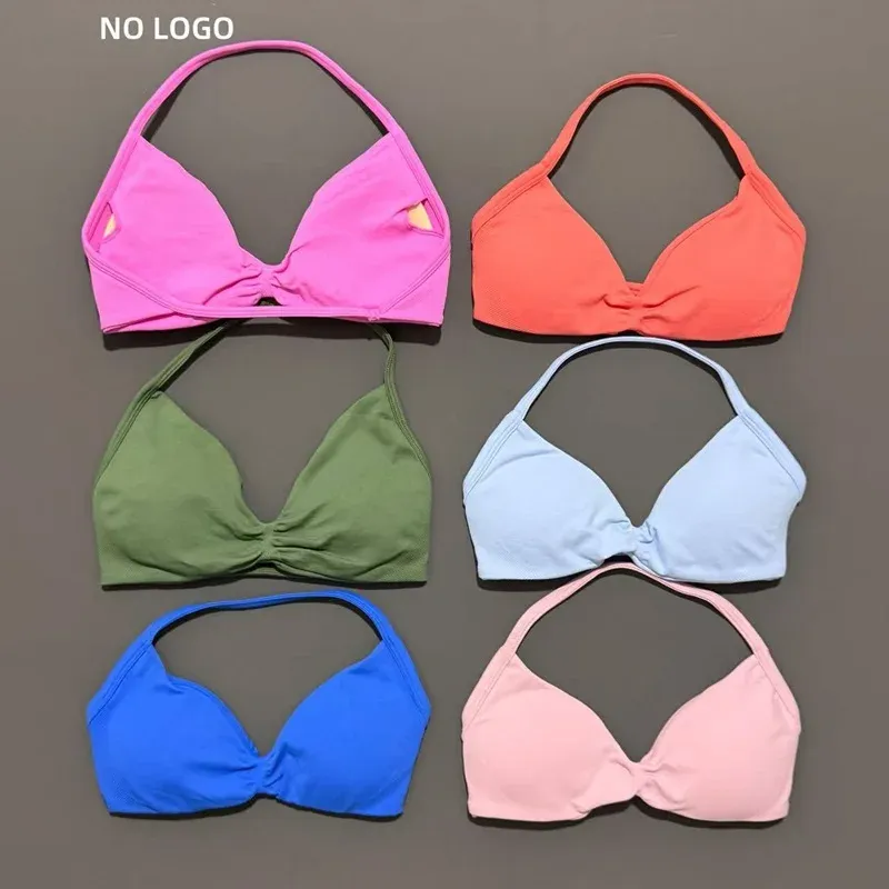 HISTELLO Impact Riemchen-BH, Fitnessstudio-Top, hohe Unterstützung mit Pads, BH für Damen, nahtloser Neckholder, Sport-BHs, Scrunch, Workout, Yoga, Unterwäsche
