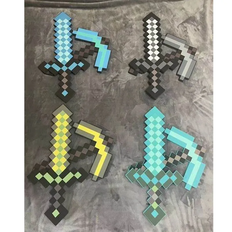 Heißer Minecrafte 2 teile/satz Design Figur Blau Diamant Schwert Weiche EVA Schaum Action Figur Modell Spielzeug Axt Schaufel Kits Spielzeug Für Fans geschenk