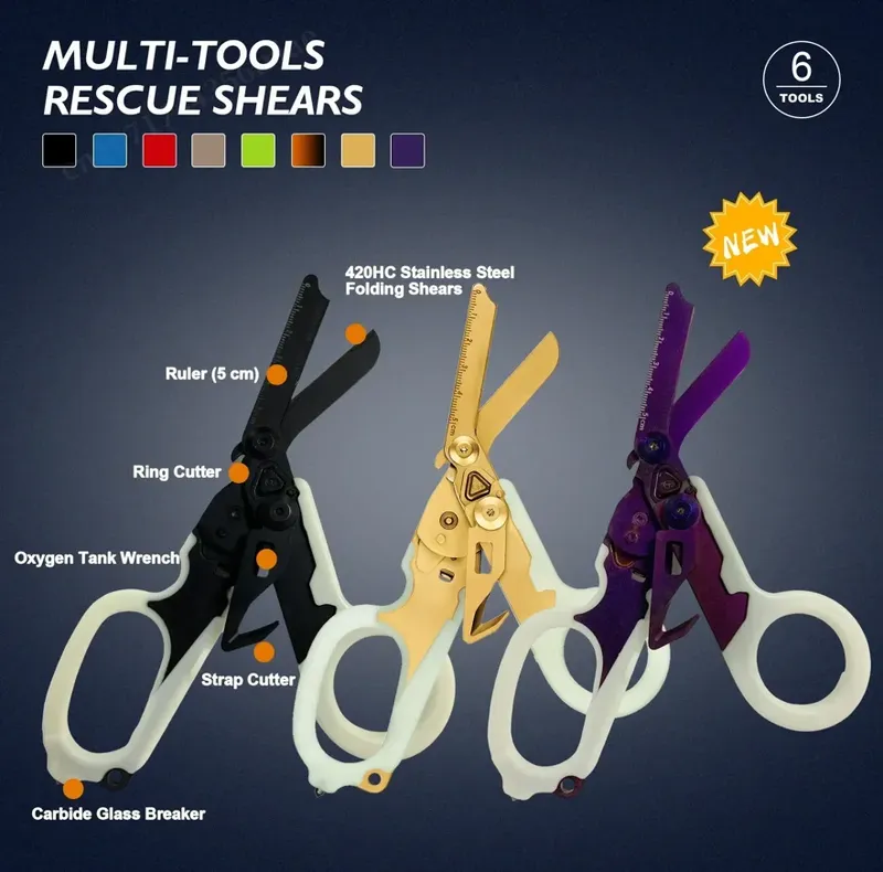 Multifunktionsschere Erste-Hilfe-Experte Taktische Klappschere Outdoor Survival Tool Kombinationsgerät