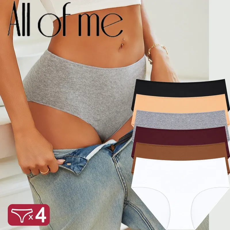 4 Teile/satz Komfort Baumwolle Höschen Frauen Hohe Taille Slips Nahtlose Unterwäsche Atmungsaktive Unterhose Plus Größe Panty S-2XL Dessous