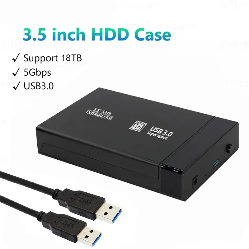 3,5-Zoll-HDD-Gehäuse, SATA-zu-USB-3.0-Adapter, externes Festplattengehäuse für 2,5 Zoll 3,5 Zoll SSD-Festplatte, 450 MB/s, 22 TB Festplattengehäuse für PC und Laptop