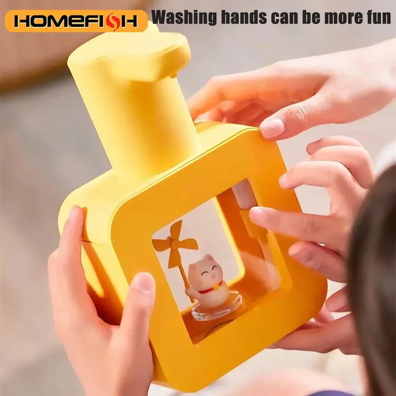 HOMEFISH Neuer Automatischer Seifenspender Niedliches Haustier-Design USB-Aufladung 400ml Flüssigkeitsspender Handdesinfektionsmittel Persönlich