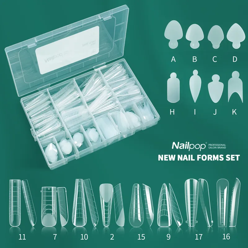 Nailpop Dual-Formen und Silikon-Pads Set Wiederverwendbare Formen mit Skala Mehrere Formen und Größen Verfügbar für Verlängerungs-Maniküre-Werkzeuge
