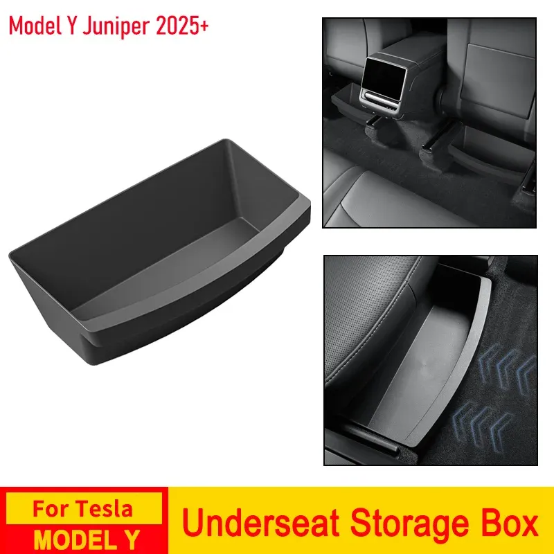 Für Tesla Neues Modell Y2025, Wacholder, Starten unter dem Sitz, Aufbewahrungsbox, Fall, Autositz-Organizer, Fahrzeug-Untersitz, Schublade, Tablett, Zubehör
