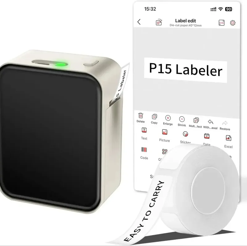 Marklife P15 Mini tragbarer Thermodrucker ohne Tinte, selbstklebender Etikettendrucker für Aufkleber, Etikettierer, Etikettiermaschine