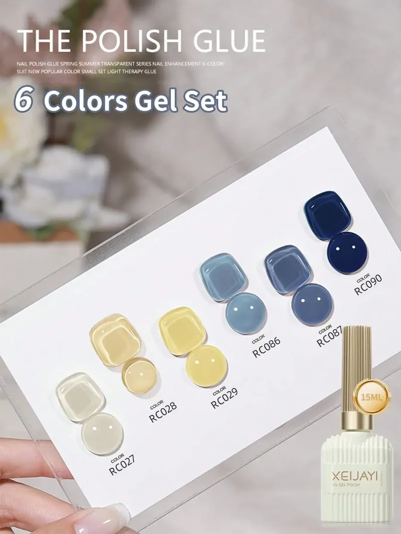 6-teiliges 15-ml-Gel-Nagellack-Set, sommerliches, beliebtes Gel-Lack-Nagelset, Soak Off UV/LED-Gel-Nagellack für Zuhause, Salon, Nagelkunst, DIY