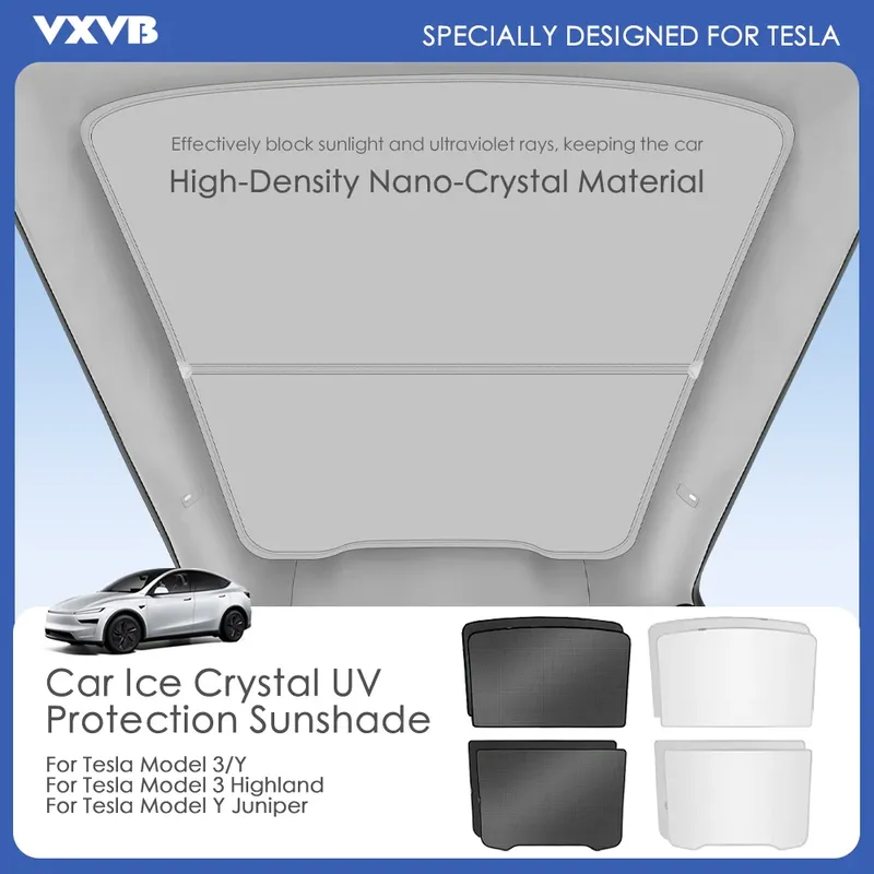Für Tesla Modell 3/Y Modell 3 Highland Modell Y Juniper 2025 Eis Tuch Schnalle Glas Dach Sonnenschirm Auto vorne Hinten Schiebedach Dachfenster