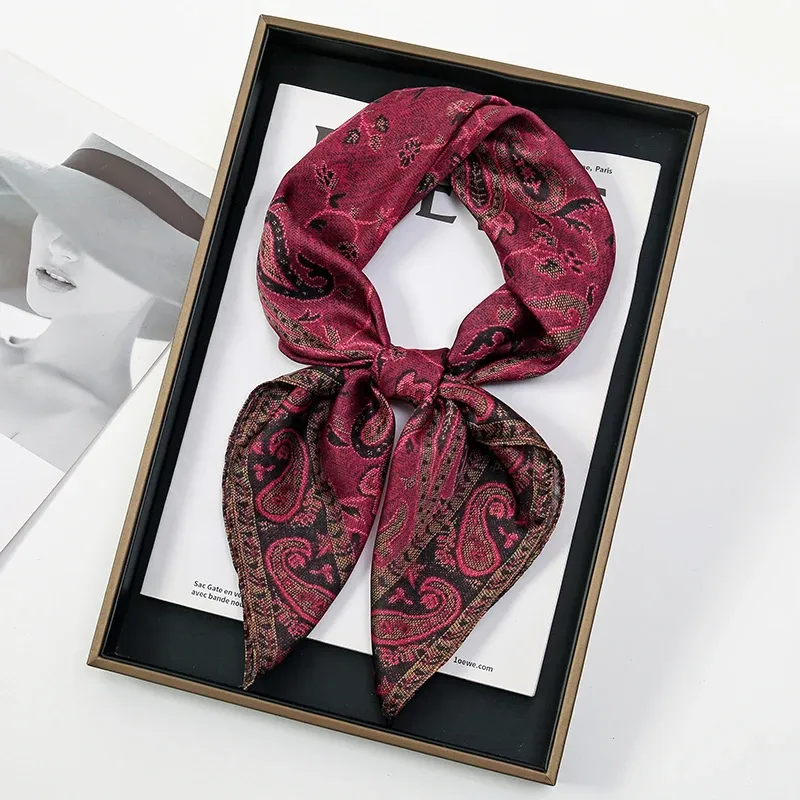 Luxus Seide Schal 70*70cm Platz Retro Paisley Print Frauen Schal Stirnband Kleine Haar Schals Weibliche Taschentuch Hijab