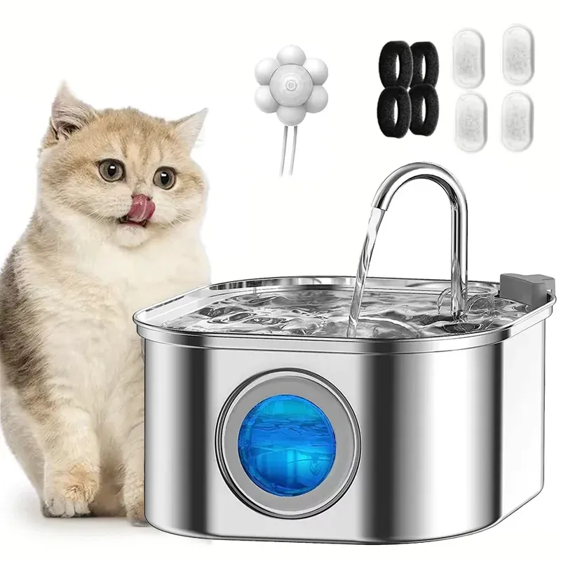 Katze Wasser Brunnen 3,2 L Edelstahl Haustier Wasser Brunnen Hund Wasser Dispenser Automatische Katze Brunnen Hund Schalen Katze Produkte