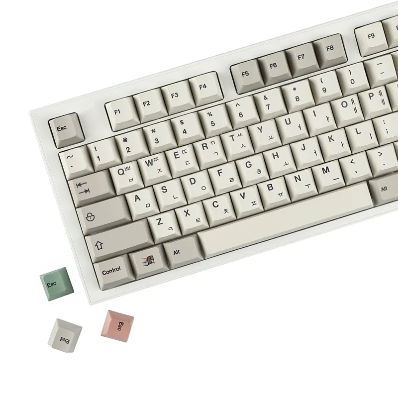 YMDK 161 Tasten 9009 Englisch Koreanisch Deutsch QWERTZ Cherry Profile Dye Sub PBT Tastenkappe für 64 87 96 104 MX mechanische Tastaturen - 22.61 EUR