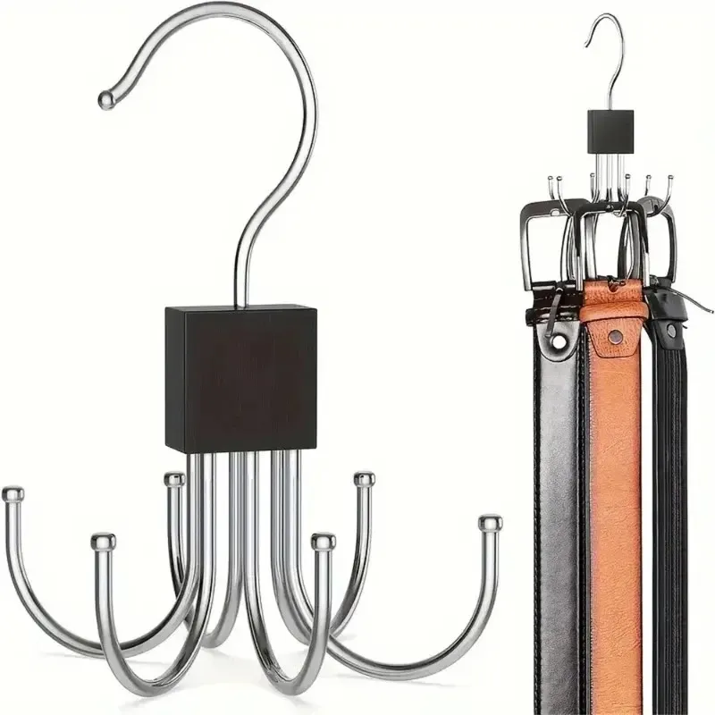 360 °   Rotierenden Lagerung Aufhänger Haken Multi-Klauen Tasche Metall Gürtel Rack Holz Organizer Für Bhs Krawatten Schals Haushalt Schrank