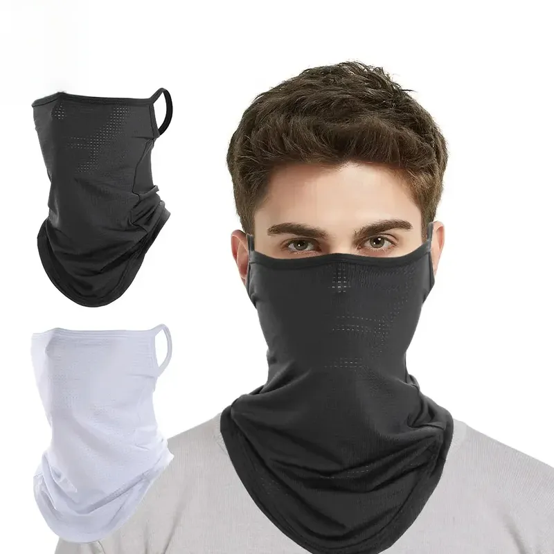 Atmungsaktive Schal Halbgesichtsmaske Sommer Schnelltrocknende Halsmanschette Abdeckung Hängendes Ohr Sonnenschutz Bandana Halstuch Kopfbedeckung