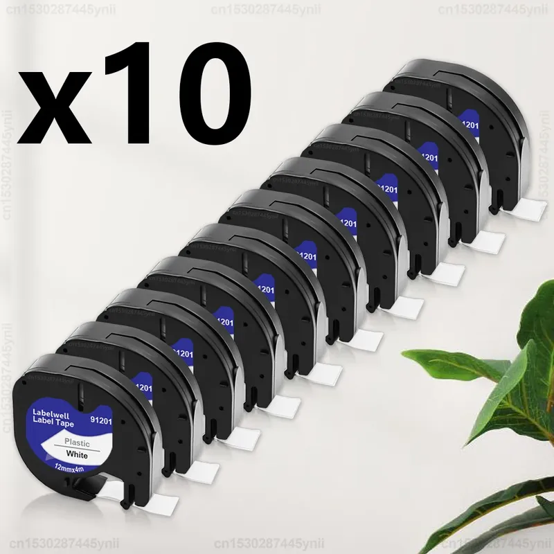 5 ~ 10 Stück 12 mm 91201 kompatibles Letratag-Etikettenband 91201 91200 12267 91202 91203 LT-Band für Dymo LT100H LT100T QX50 Etikettendrucker