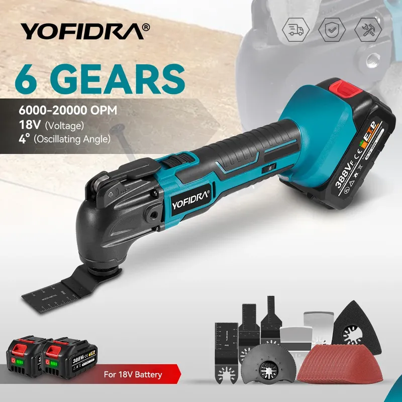 YOFIDRA Elektrische Säge Oszillierende Multifunktionswerkzeug Akku-trimmer Schaufel Holzbearbeitung Schneidemaschine Für Makita Batterie Pin
