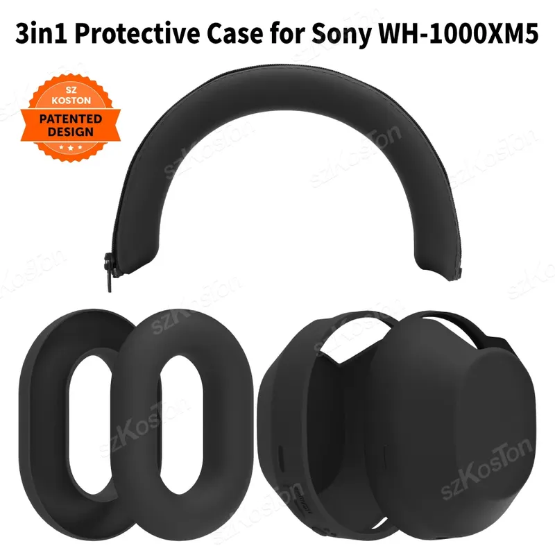 3-in-1 Silikon Schutzhülle für Sony WH-1000XM5 Kopfhörer Hülle Ohrenschützer Shell Ohrenschützer Shell Headset Schutz Abdeckung