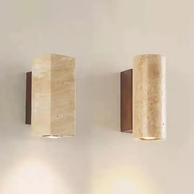 Wabi Sabi Gelb Marmor Wand Lampe Led Nacht Japan Schlafzimmer Wohnzimmer Wand Licht Travertin Treppe Korridor Dekor Wandleuchte