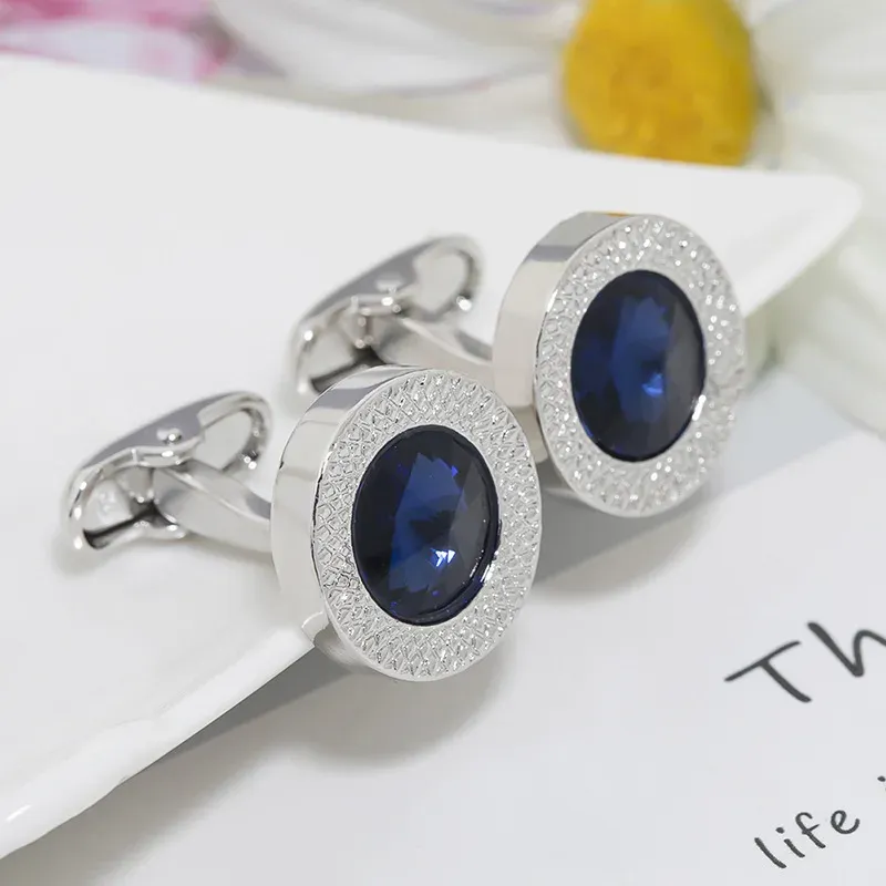 Heißer Verkauf Manschettenknöpfe Für Männer Blau Diamant Manschettenknopf Luxus Marke Tasten Französisch Shirts Hochzeit Party Zubehör Mann Schmuck Geschenke