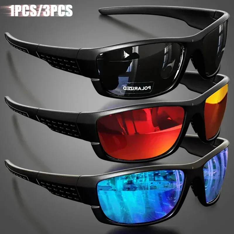 1 Stück/3 Stück polarisierte Sport-Sonnenbrille für Outdoor-Angeln, Reisen, Laufen, Fahren – hochwertige photochrome Linse, blendfrei