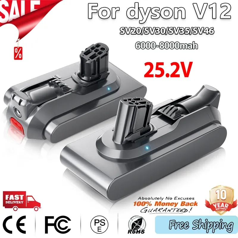 Für Dyson V12 Akku 6000/8000/10000 mAh 25,2V Akku, kompatibel mit SV20 SV30 SV35 SV46 Staubsauger. Lange Akkulaufzeit.