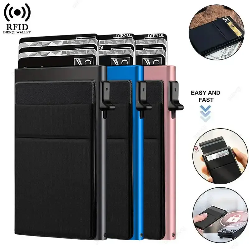 Anti Rfid Kreditkarte Halter Männer Minimalistischen Brieftaschen Dünne Dünne Mini Luxus Metall Bank ID Cardholer Fall Brieftasche für Männer Carteras