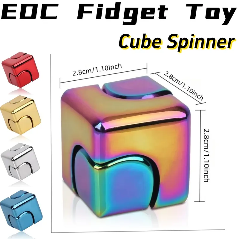 Metall-Fidget-Spinner-Würfel-Spielzeug für Erwachsene und Teenager – cooles sensorisches Schreibtisch-Gadget, Büro-Stressabbau, Angst, ADHS, Autismus-Werkzeug