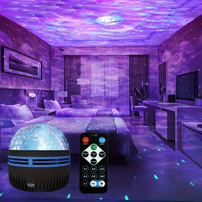 LED Galaxy Projektor Nachtlicht USB Rotierenden Magischen Stern Mond Lampe Fernbedienung Bunte Sky Licht für Schlafzimmer Kinderzimmer Dekor - 5.25 EUR