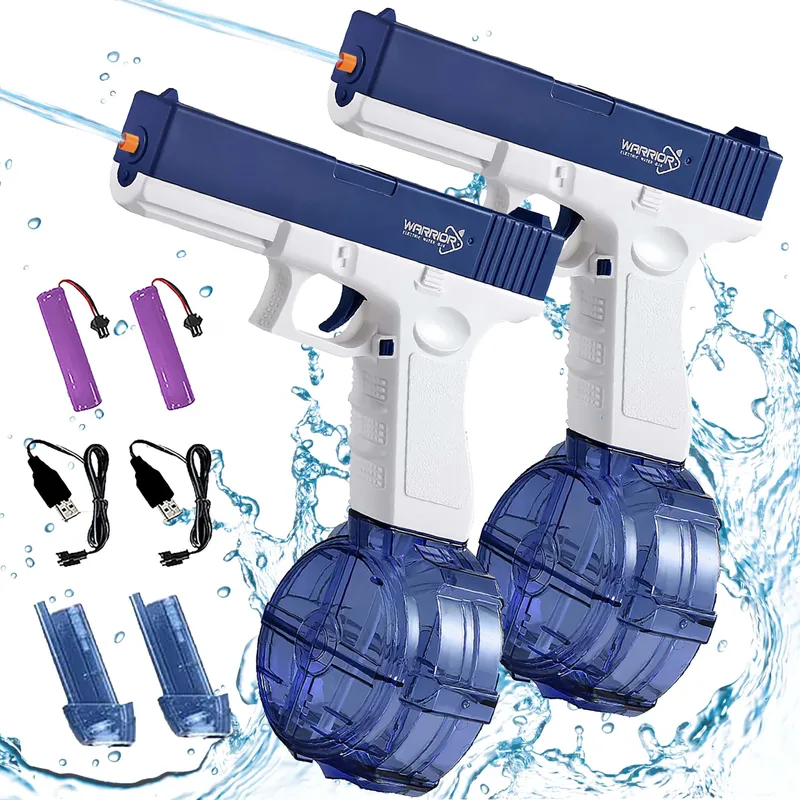 Elektrische Wasserpistole, wiederaufladbar, automatische und manuelle Spritzpistole, Kapazitätsbereich, bis zu 32 Fuß Reichweite für Erwachsene und Kinder