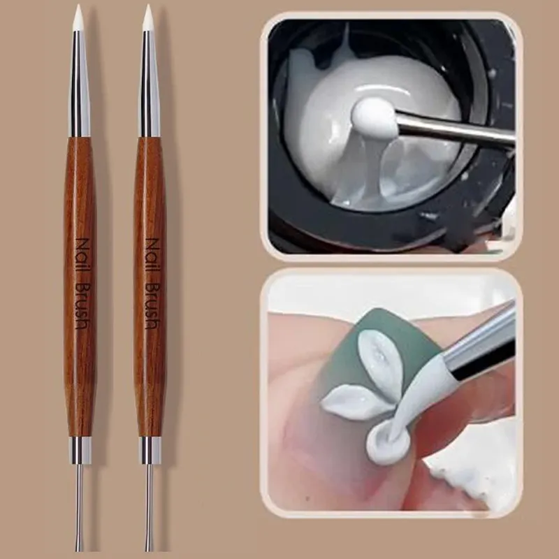 1/2 Stück doppelseitiger Silikon-Nagelkunst-geschnitzter Stift, 16 x 1 cm, Multifunktions-Mix-Gel-Nagelaufbauerstift, DIY-Malerei/Skulptur-Nagelbürste