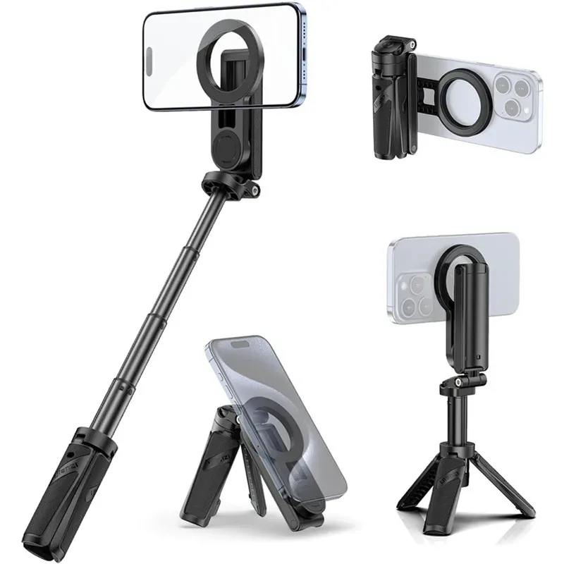 Mini Bluetooth Magnetische Saug Selfie Stick Teleskop Stativ für IPhone Android Magsafe Reise Einbeinstativ mit Fernbedienung