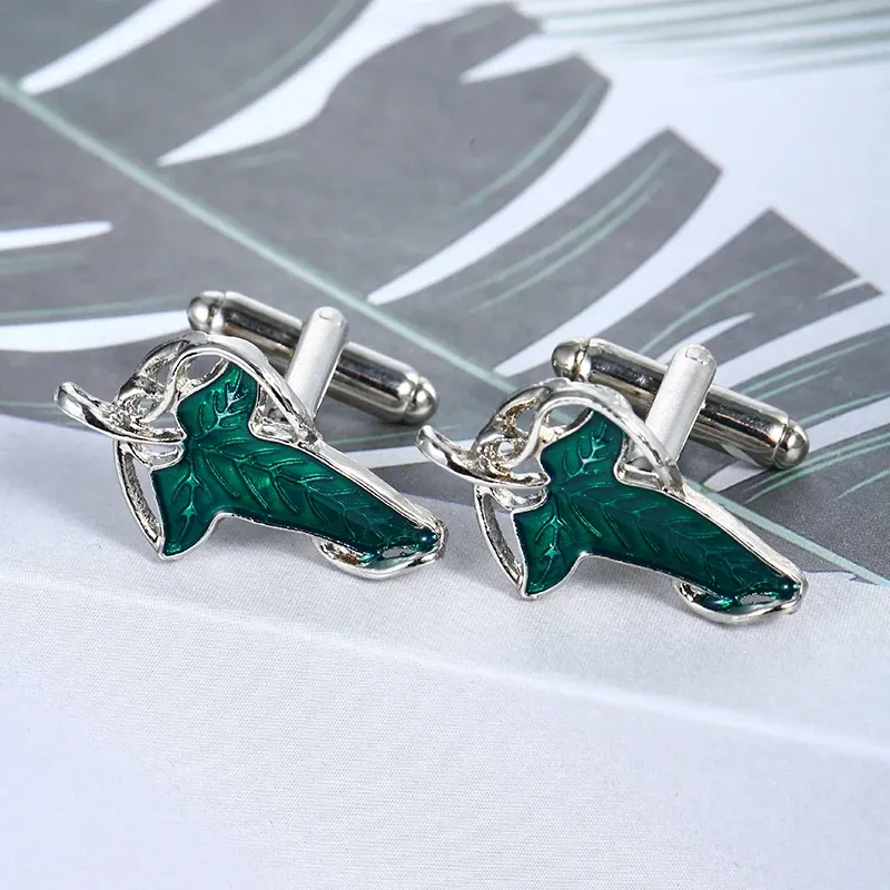 Modeschmuck Elf Leaf Manschettenknöpfe für Frauen Unisex Classic Elf Queen Grüne Blätter Manschettenknöpfe Geschenke