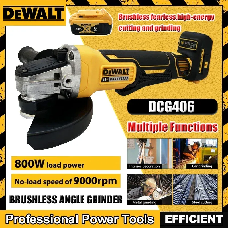 Dewalt DCG406 125MM Bürstenloser Winkelschleifer 9000 U/min Kabellose Schneidemaschine Schlagpoliermaschine Wiederaufladbares Elektrowerkzeug
