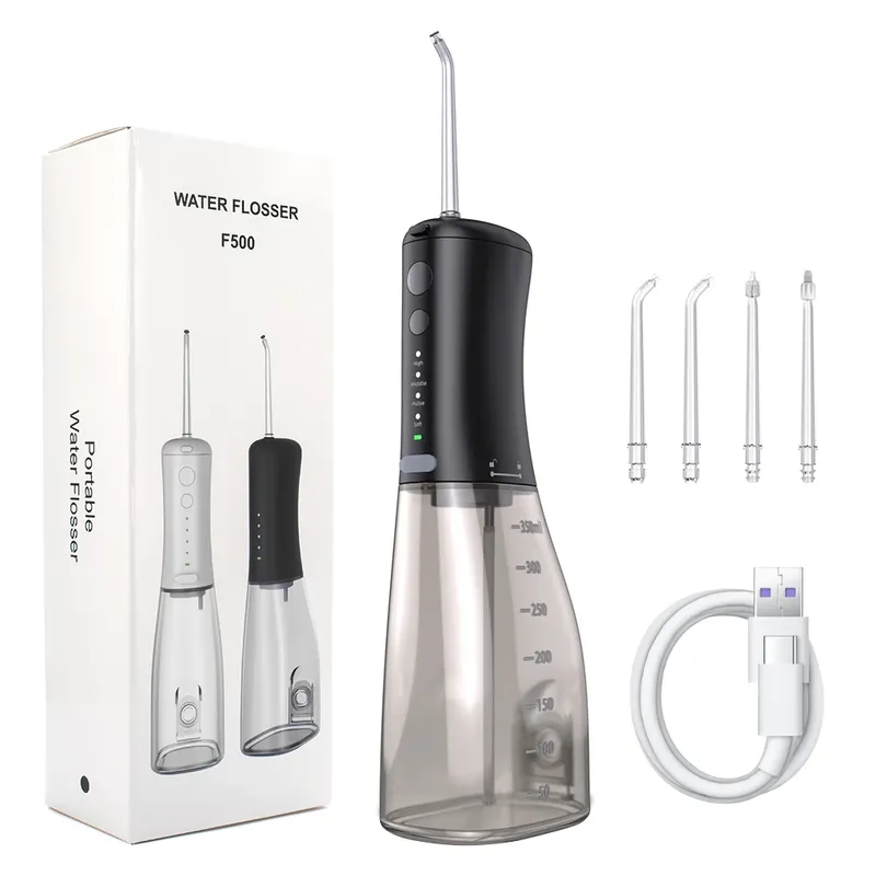 Tragbare Wasserflosser, Zahn-Munddusche, Zahnreiniger, 350 ml, 4 Modi, wiederaufladbar, IPX7 wasserdicht, für den Reisegebrauch
