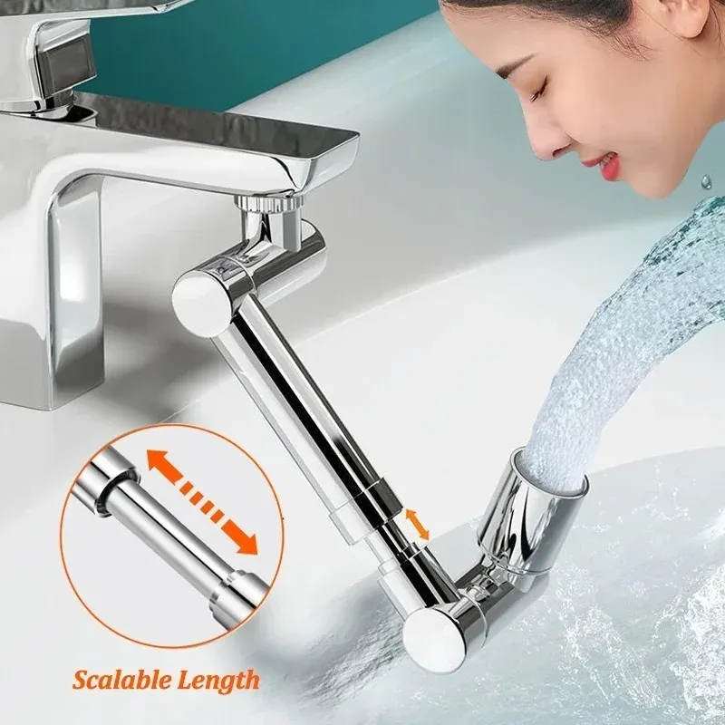 1440 °   Drehbarer, skalierbarer Metall-Wasserhahn-Belüfter, Badezimmer-Wasserhahn, spritzwassergeschützt, Bubbler-Wasserhahn, Filterdüse, Wasserhahn, wassersparender