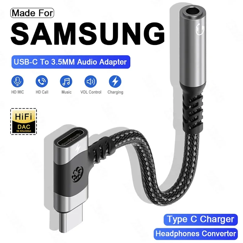 USB C auf 3,5 mm Klinke AUX Audio Adapter 2 in 1 Typ C OTG Splitter Kopfhörer Kabel Konverter für iPhone 15 Samsung S24 S23 Xiaomi