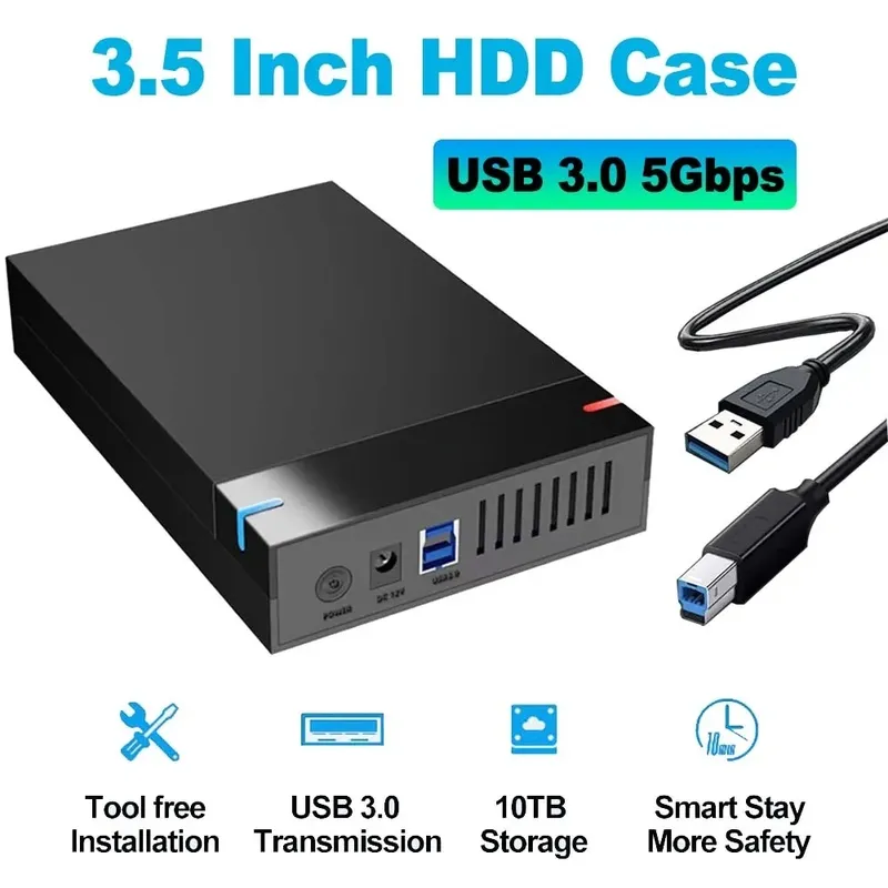 3,5 Zoll tragbare externe Festplattengehäuse Box Gehäuse SATA SSD HDD 10 TB USB 3.0 Übertragung für PC Laptop TV Mobiltelefon