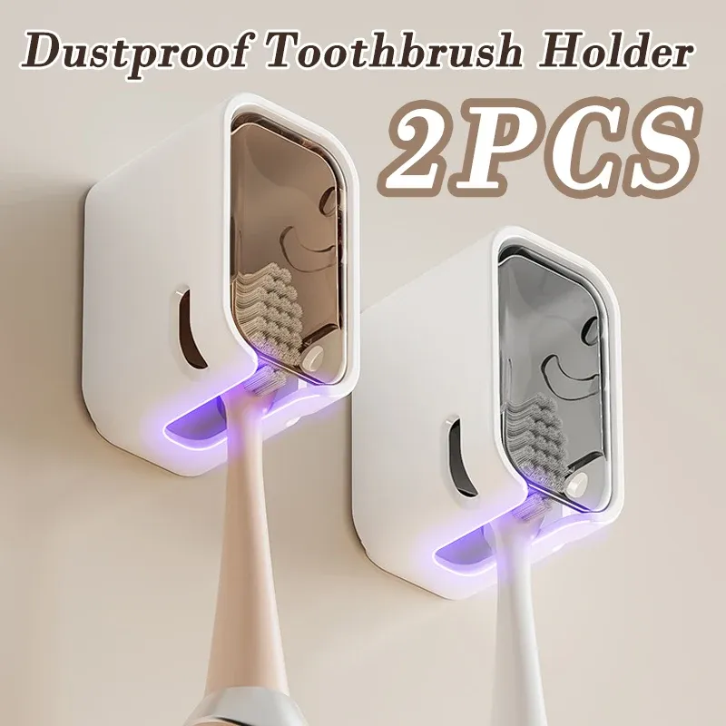 2PCS Wand Montiert Zahnbürste Halter Staubdicht Zahnbürste Lagerung Box Mit Staub Abdeckung Elektrische Zahnbürste Lagerung Rack Organisatoren