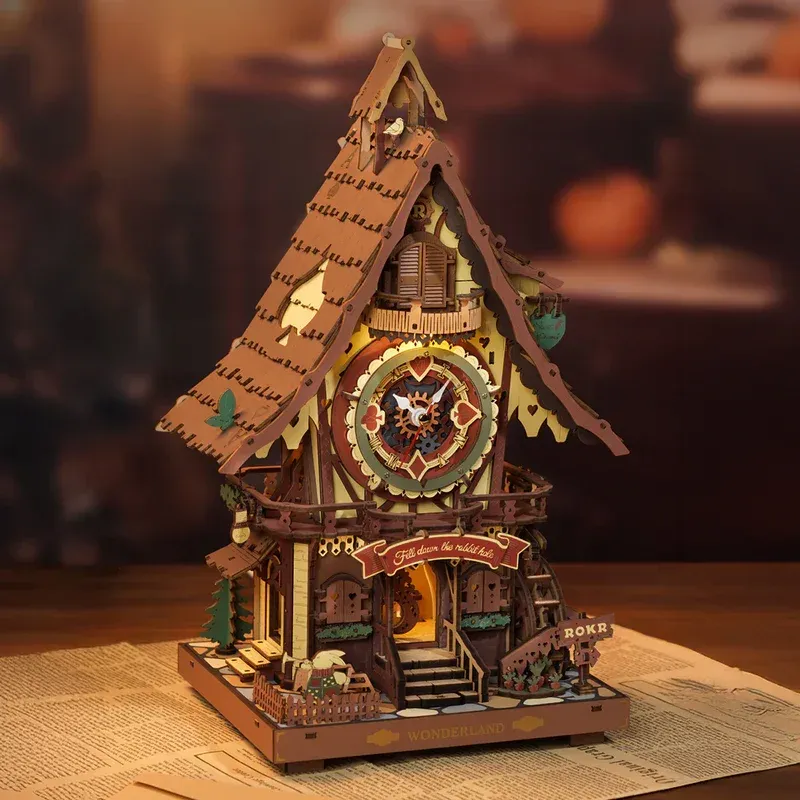 Robotime Rokr Kuckucksuhr Mechanisches 3D-Holzpuzzle DIY Mechanische Ästhetische Raumdekoration Einzigartiges Geschenk für Erwachsene