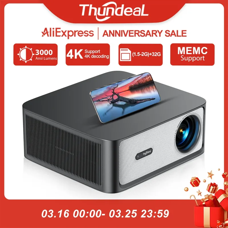 ThundeaL TD98Pro 2K 4K Full HD 1080P Tragbarer Projektor Autofokus Android WiFi Heimkino Outdoor-Spiel 3D-Videostrahlprojektor b