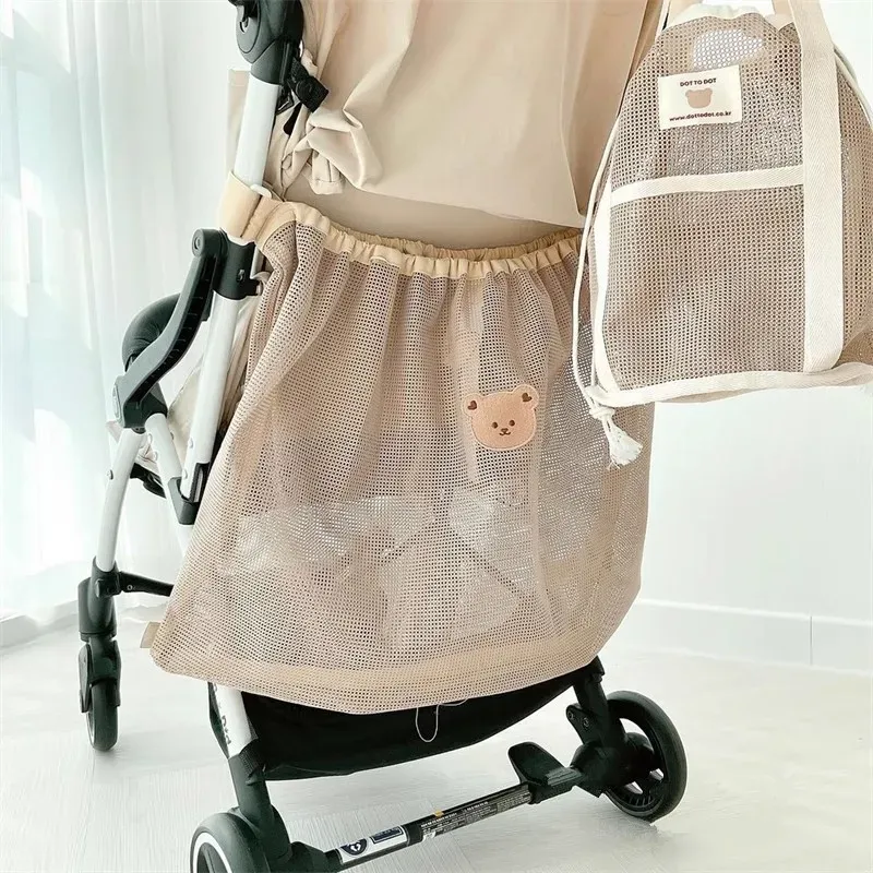 Wiederverwendbare Kinderwagen Hängetasche Sommer Mesh Kinderwagen Tasche Windel Organizer Baby Artikel Windeln Beutel Große Kapazität Warenkorb Zubehör