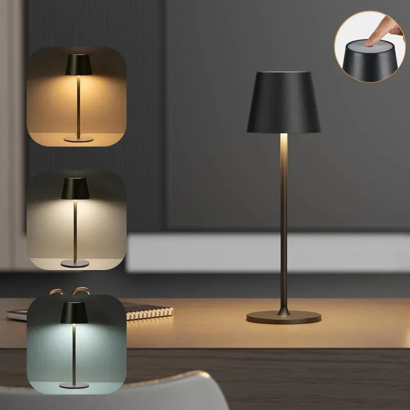 Kabellose Touch-LED-Ladetischlampe mit 3 Farben, kreatives Atmosphärenlicht, geeignet zum Lernen und Lesen