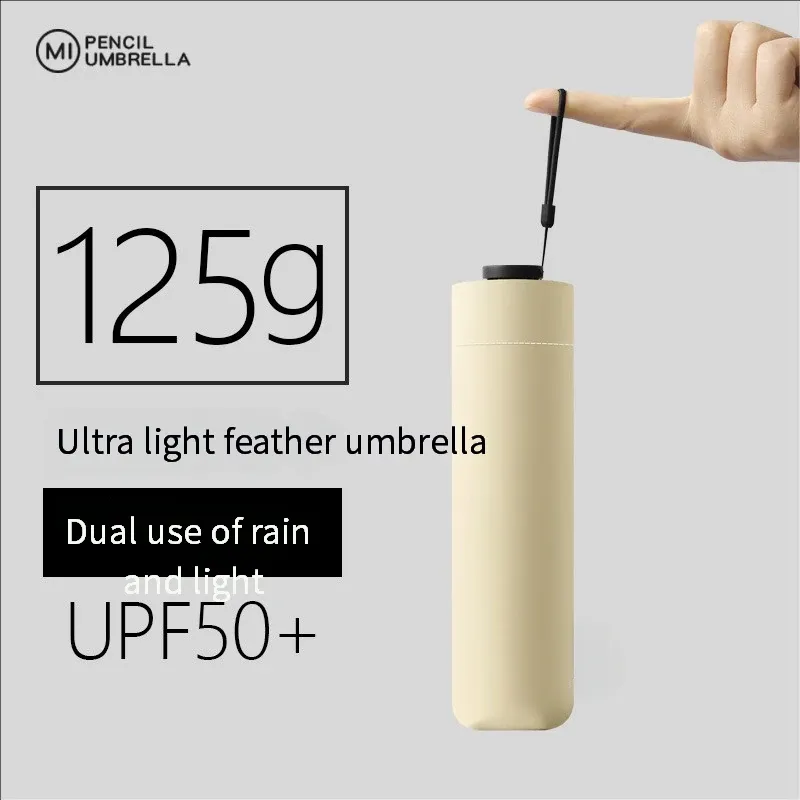 125 g japanischer ultraleichter tragbarer Sonnenschirm, Sonnenschutz und ultravioletter Regen, doppelter Verwendungszweck, 3-facher 6-Knochen-Bleistiftschirm f