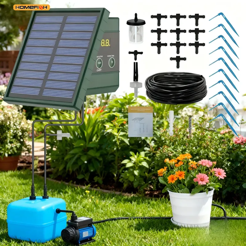 1 Stück DIY solarbetriebenes automatisches Tropfbewässerungssystem für erhöhte Betten, Gewächshäuser, Gemüsegärten, Balkon, hängende Pflanzen