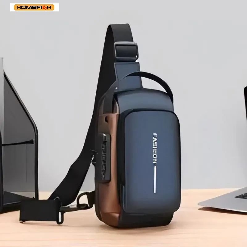 HOMEFISH Stilvolle Herren-Umhängetasche - Strapazierfähiges Oxford-Gewebe, Crossbody-Brusttasche mit Handyfach, Reißverschluss für den täglichen Weg zur Arbeit