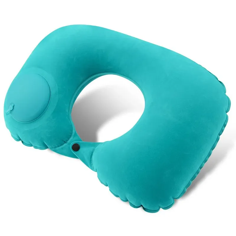 1pc U-Förmigen Auto-Inflate Neck Kissen Hause Büro Auto Verwenden Reise Kissen Tragbare Komfortable Beflockung Oberfläche kissen Geschenk