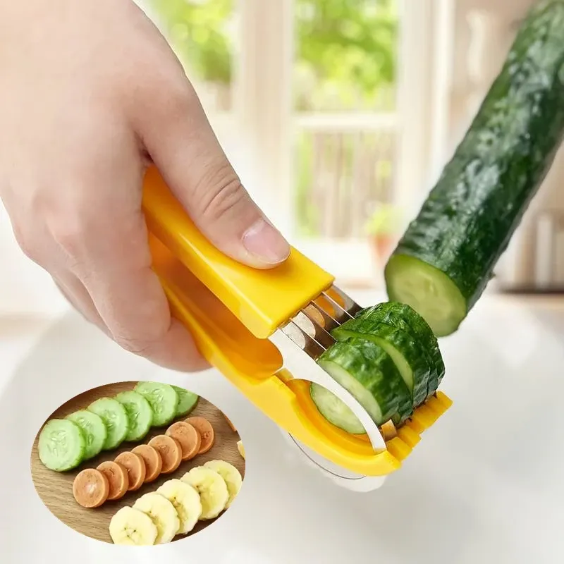Multifunktionaler Gemüsehacker, Bananen-Gurkenschneider, tragbarer manueller Obst- und Gemüseschneider, Küchenhelfer für den Heimgebrauch