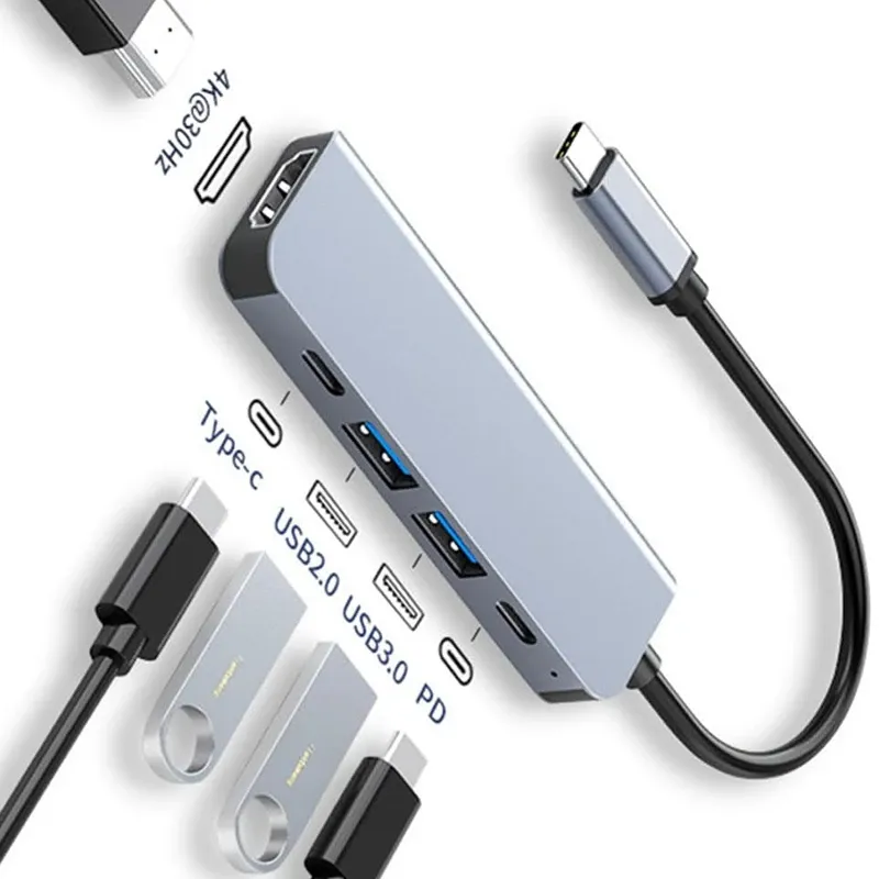 USB C Hub auf 4K HDMI-kompatible USB 3.0 2.0 Typ C PD Ladestation für MacBook iPad Samsung S10 Dex TV Maus Tastatur U Disk