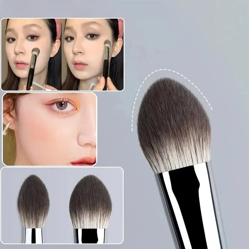 1/2 Stück Pfirsichherz-Rougepinsel – klein, flach, präzise für Puder/Creme/flüssiges Rouge, Make-up-Werkzeug