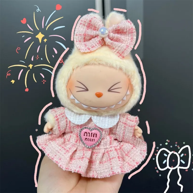 Süßes Puppentuch im Prinzessinnen-Stil für Labubu 17 cm, das Monster-Outfit, Zubehör, Kleidung, DIY, Kindergeschenk, hochwertiger Kleid-Umhang