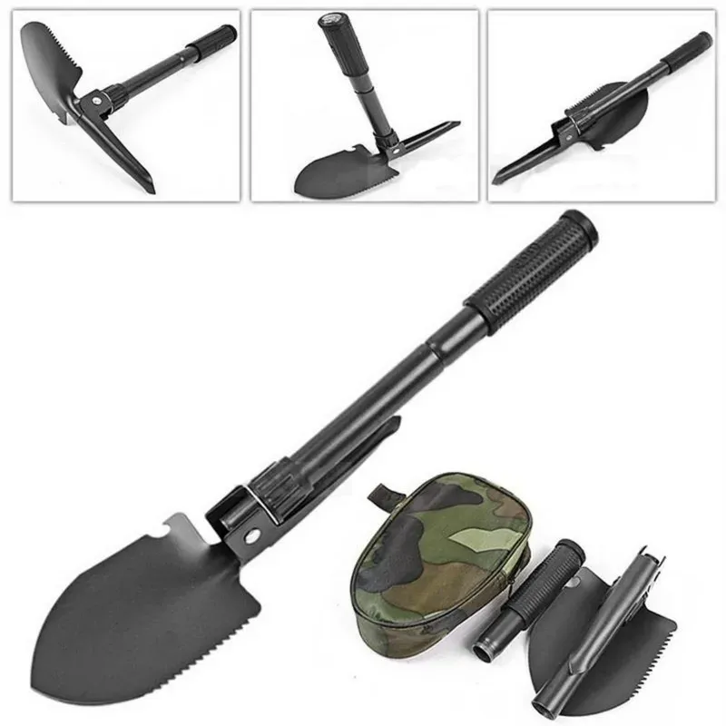 Faltbare Schaufel mit Kompass, vielseitig einsetzbar, für Camping, Wandern, Rucksackreisen, Gartenarbeit, Wandern, Zubehör