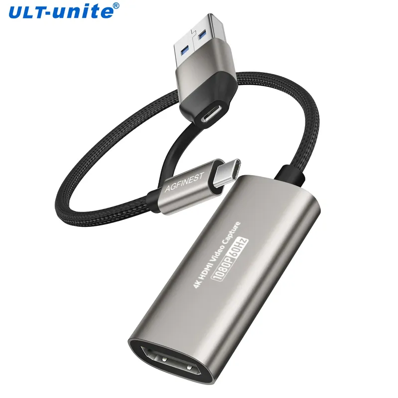 HDMI-Capture-Karte, USB-C-Video-Capture-Gerät, 4K-USB-zu-HDMI-Capture-Karte für Live-Streaming Gaming-Aufnahme Unterricht Sitzung Arbeit mit OBS Studio PotPlayer QuickTime Player (4K in 1080P Out)